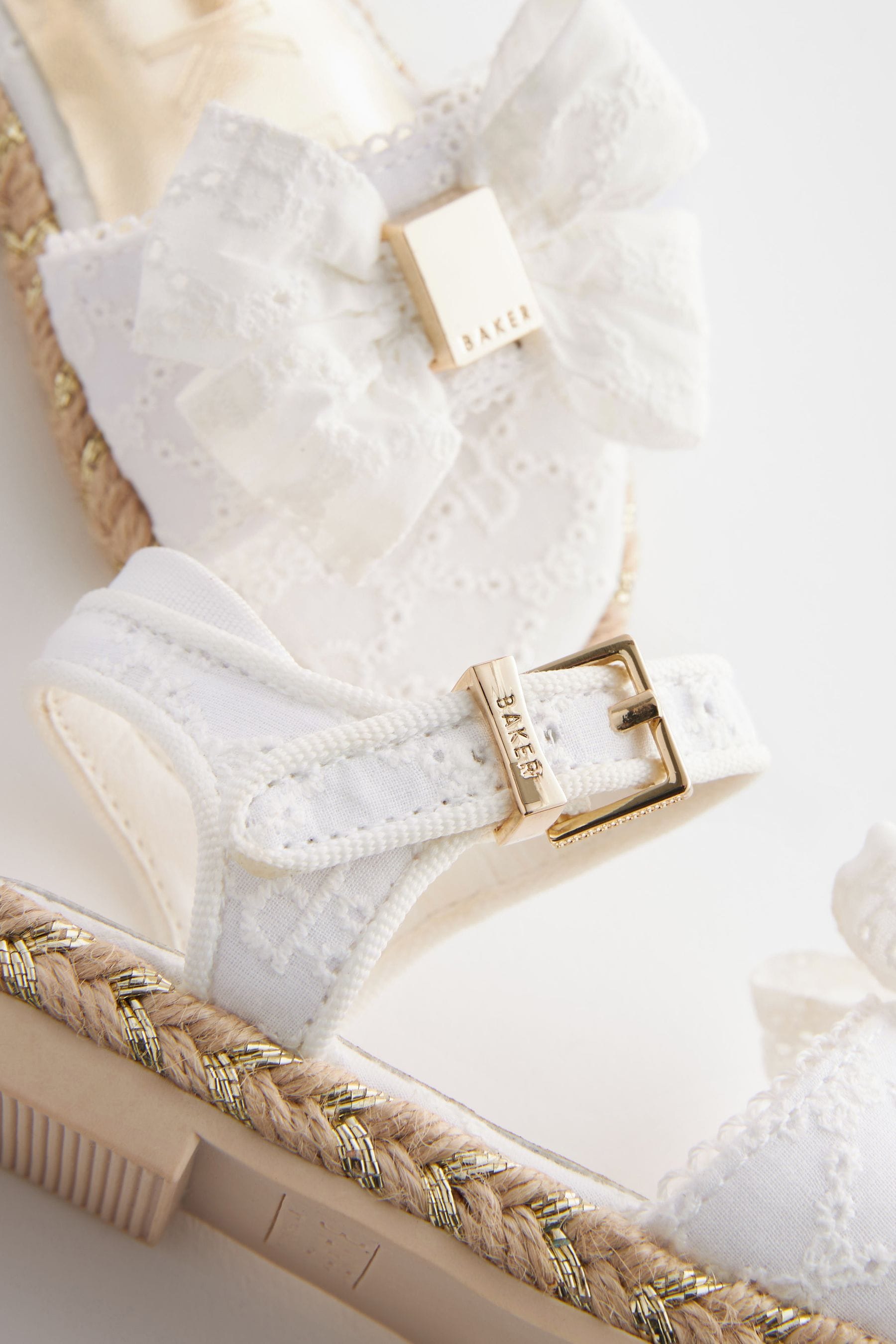 White Baker by Ted Baker White Broderie Bow Sandals