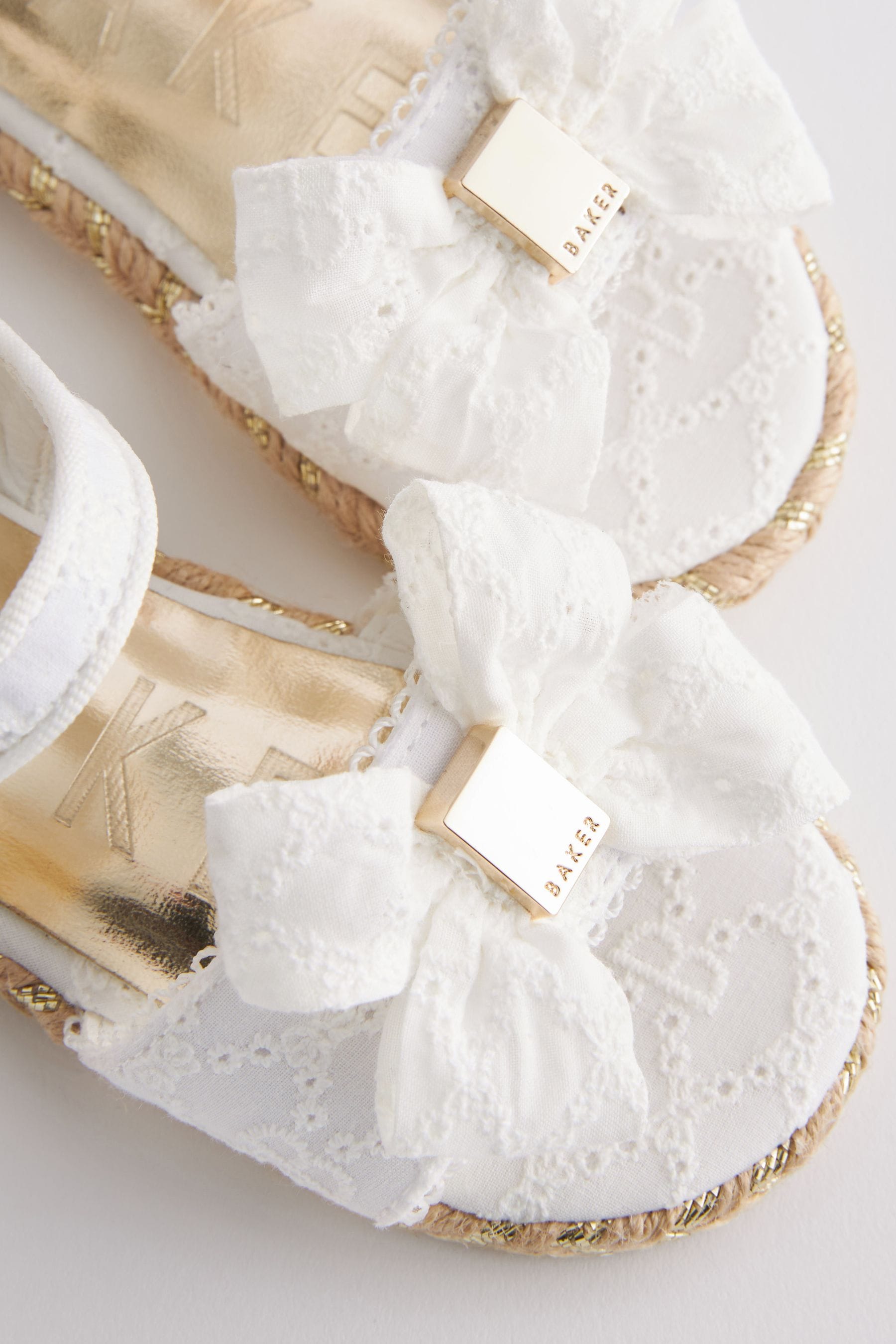 White Baker by Ted Baker White Broderie Bow Sandals