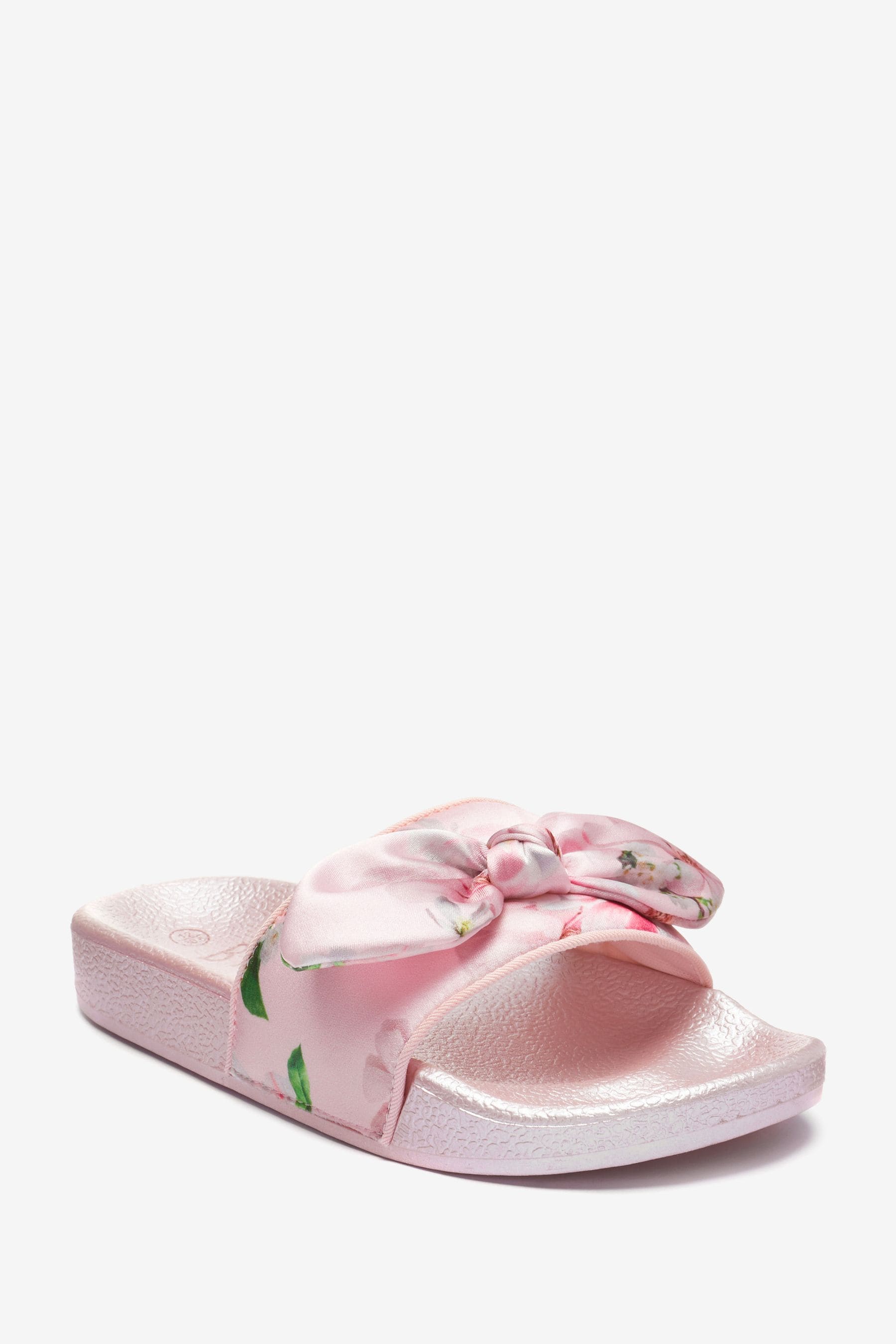 Peach Pink Baker by Ted Baker Pink Satin Bow Sliders