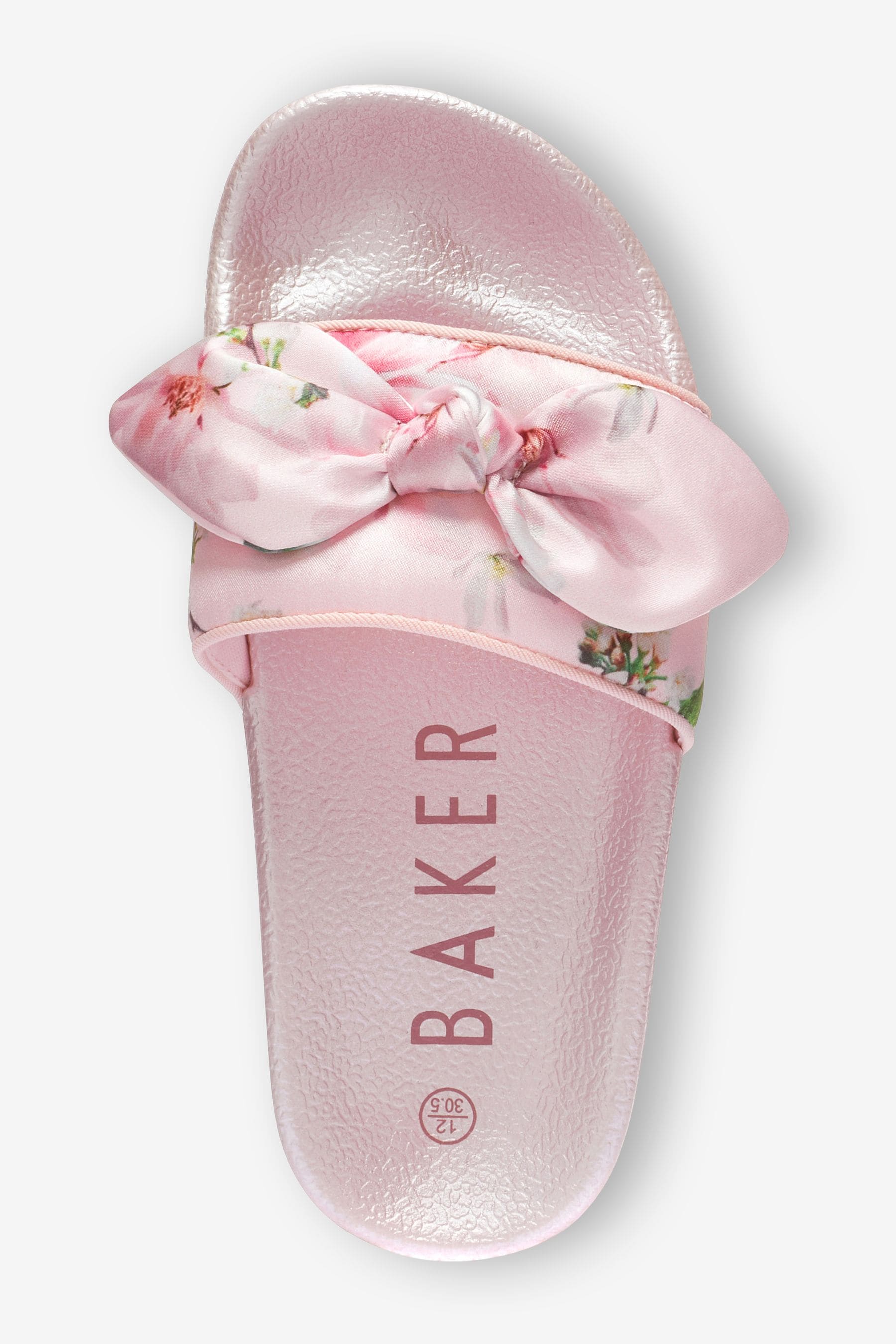 Peach Pink Baker by Ted Baker Pink Satin Bow Sliders