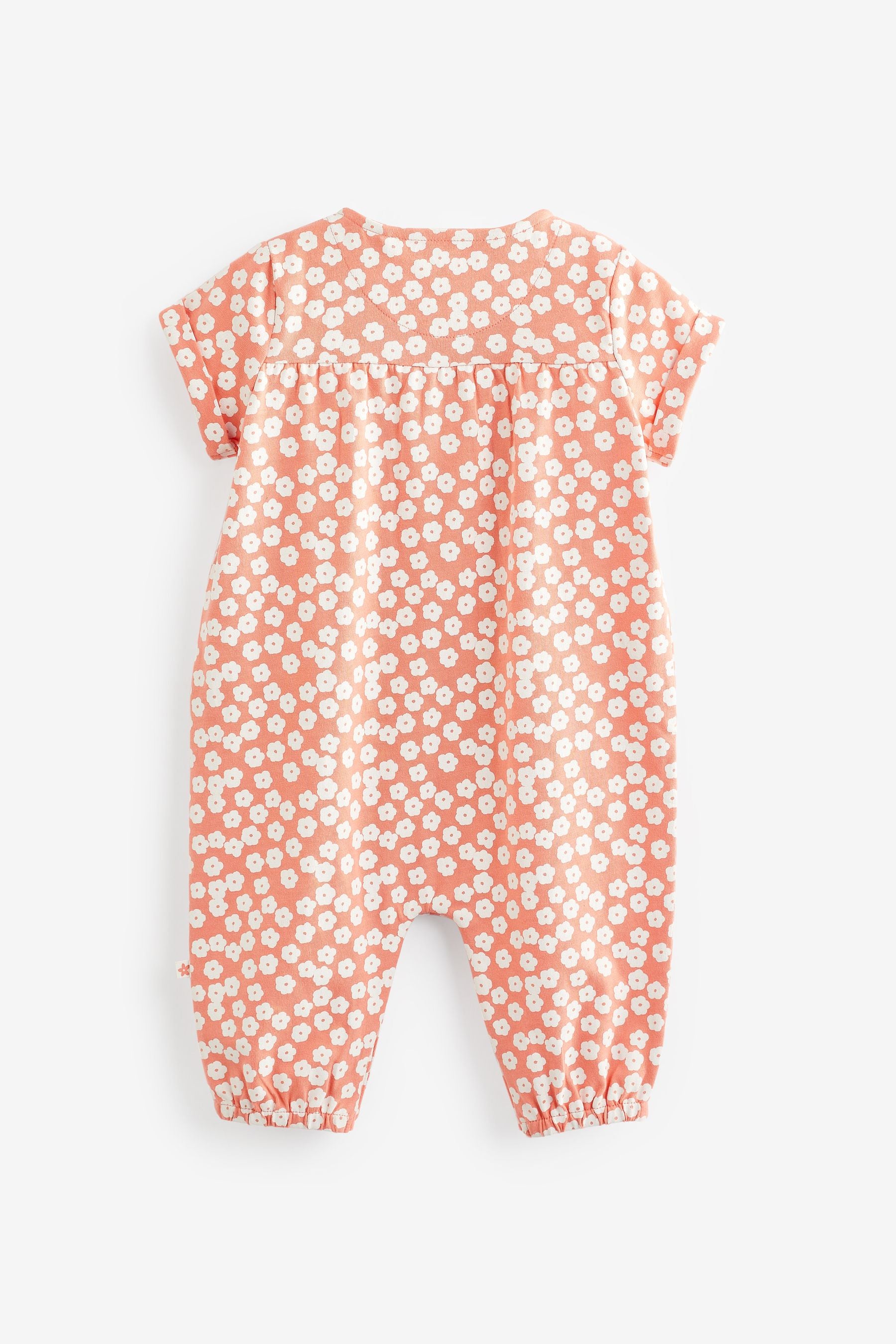 Coral Pink Floral Baby Jersey Jumpsuit (0mths-2yrs)