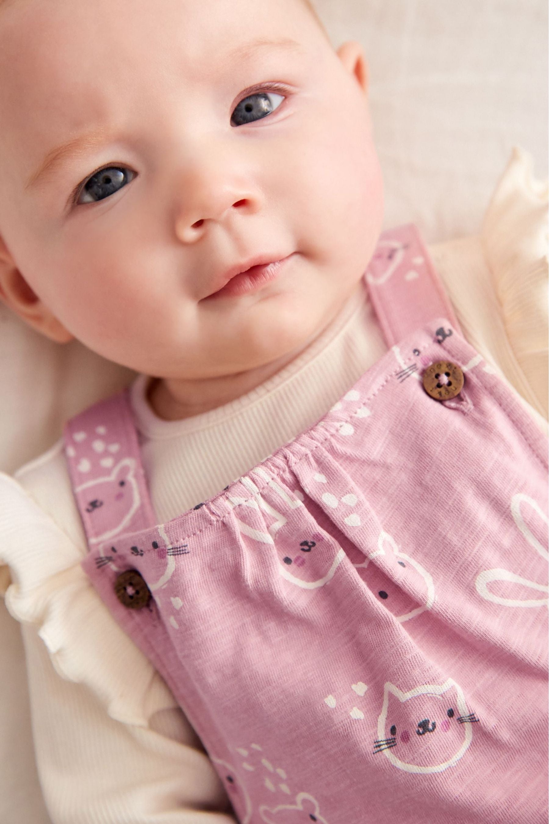 Pink Character Jersey Baby 2 Piece Dungarees And Bodysuit Set (0mths-3yrs)