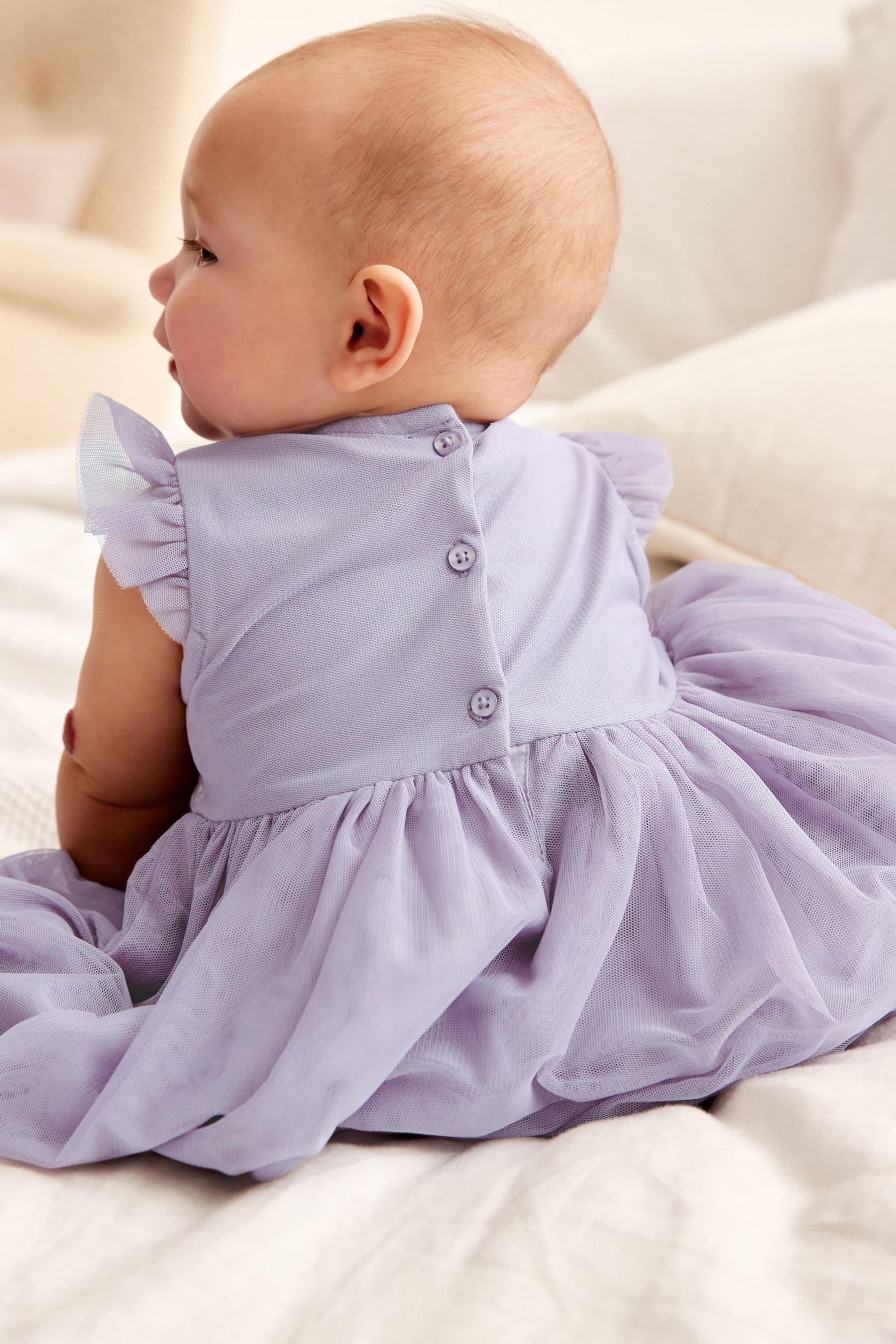 Lilac Purple Embellished Mesh Baby Dress (0mths-2yrs)