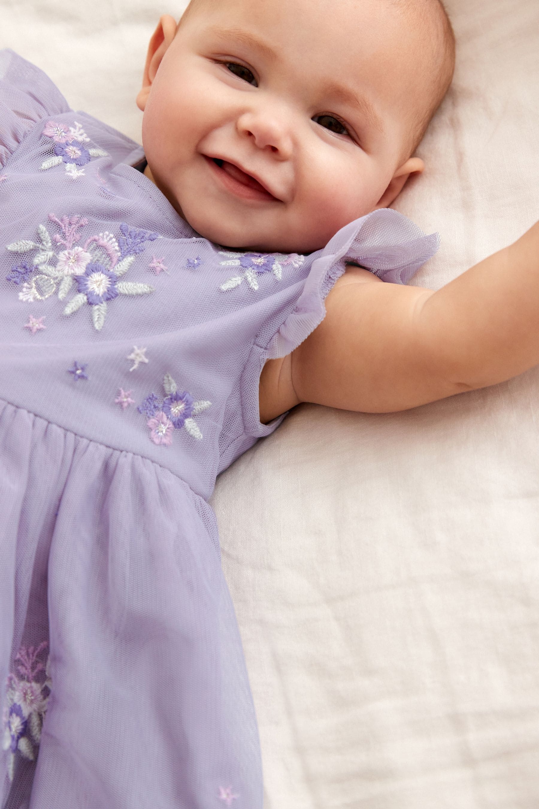 Lilac Purple Embellished Mesh Baby Dress (0mths-2yrs)