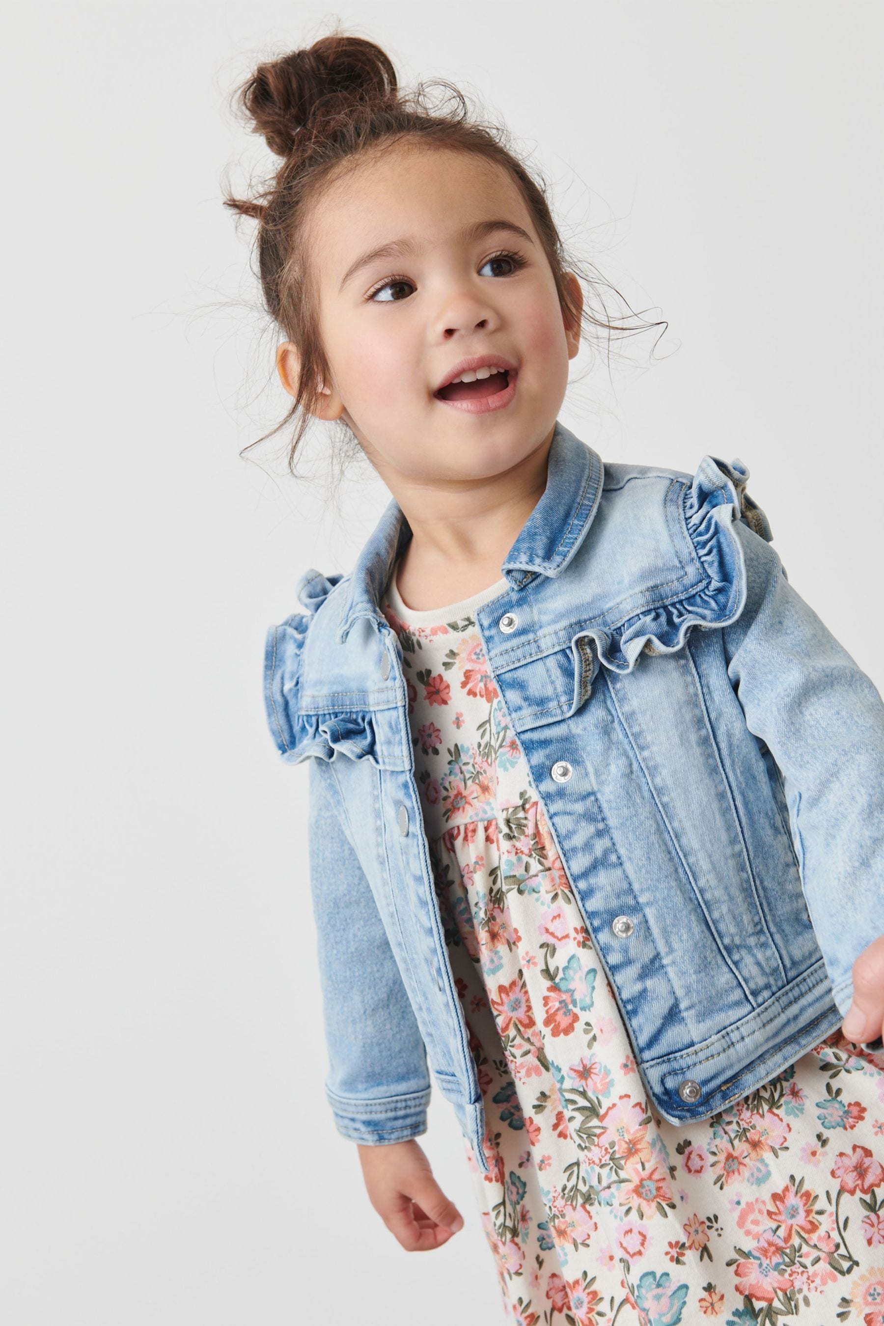 Mid Blue Denim Frill Bib Jacket (3mths-10yrs)