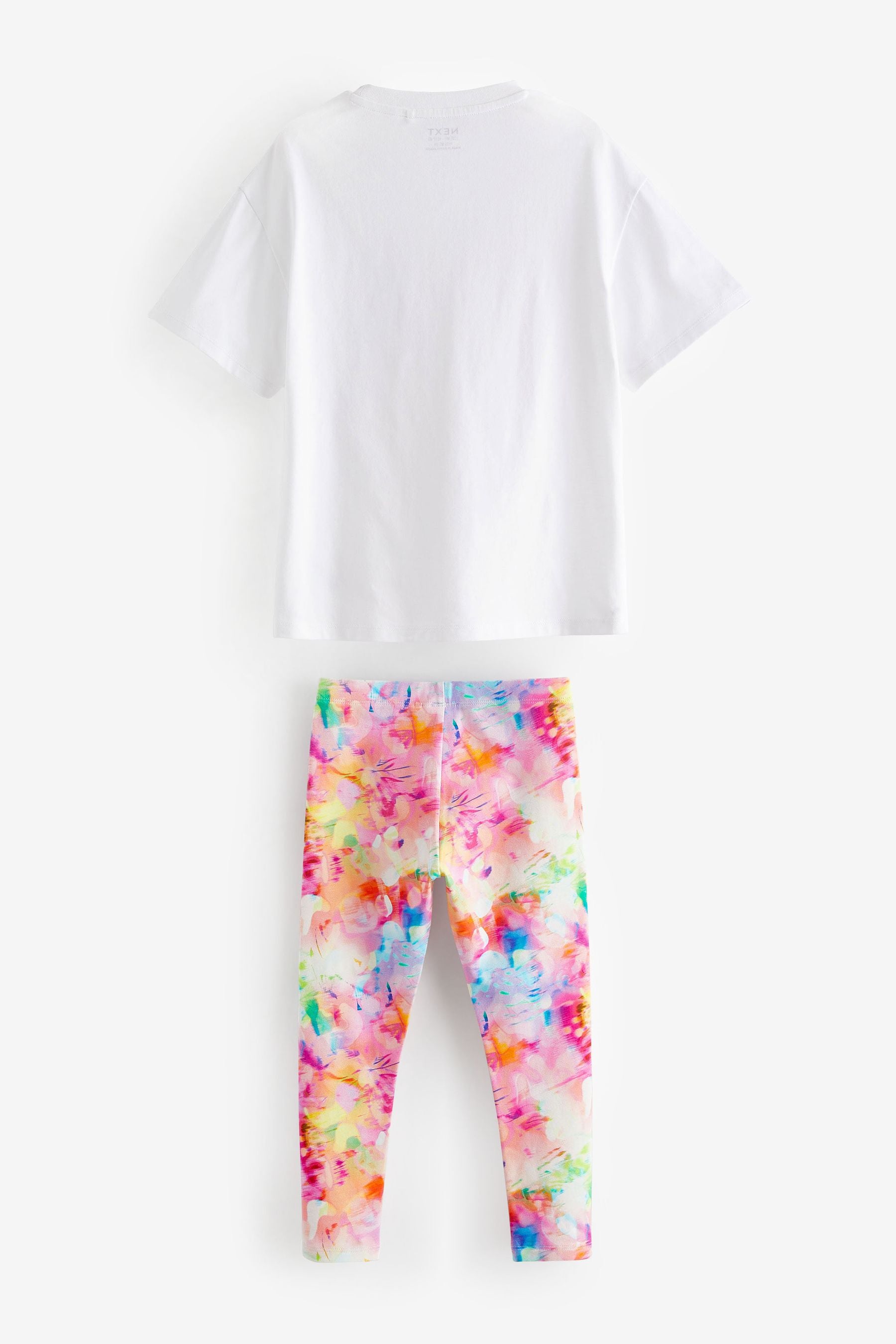 White/Pink Doodle Oversized T-Shirt And Leggings Set (3-16yrs)