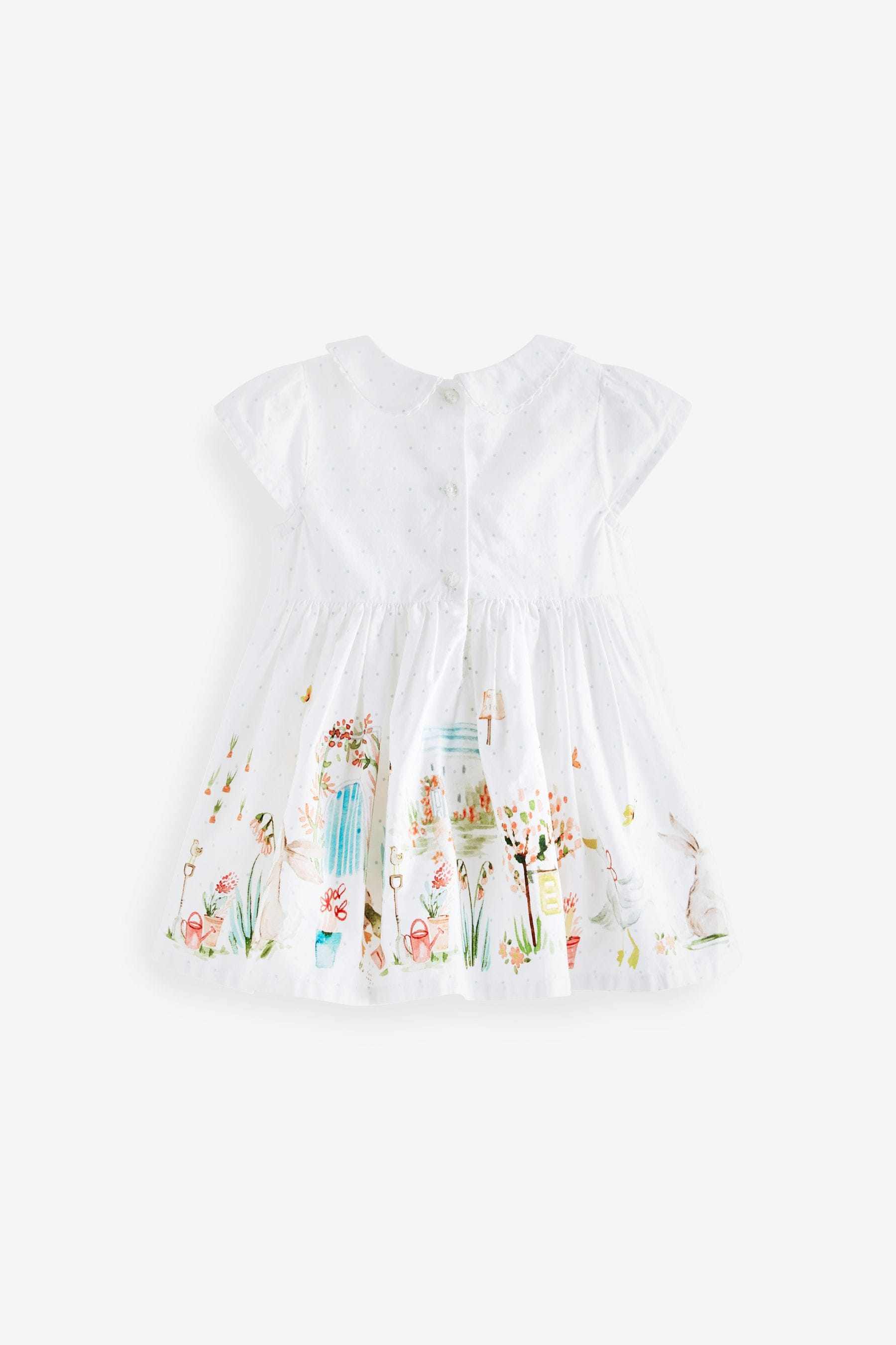 White Character Scene Print Baby Prom Dress (0mths-2yrs)